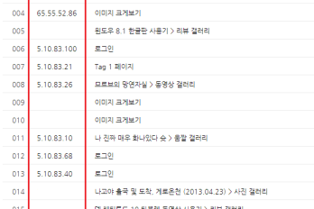 현재 접속자 페이지에서 IP주소 클릭시 IP 정보 보기 화면으로 바로가기